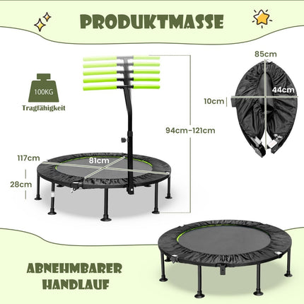 Mini trampolína s nastavitelným madlem, skládací, 110cm