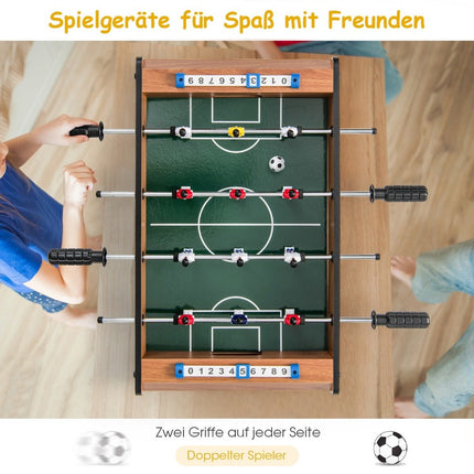 Mini stolní fotbal pro 2 hráče, úsporný stolní fotbal s robustním madlem, 51 x 30.5 x 9 cm, přírodní