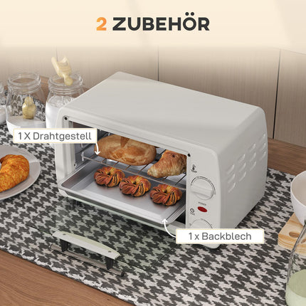 Kompaktní elektrická trouba 10L, 750W, 230°C, časovač, krémová