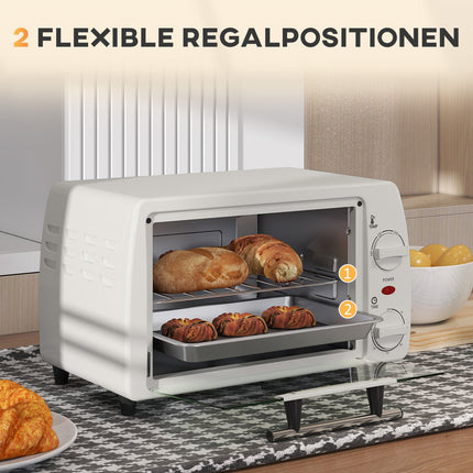 Kompaktní elektrická trouba 10L, 750W, 230°C, časovač, krémová