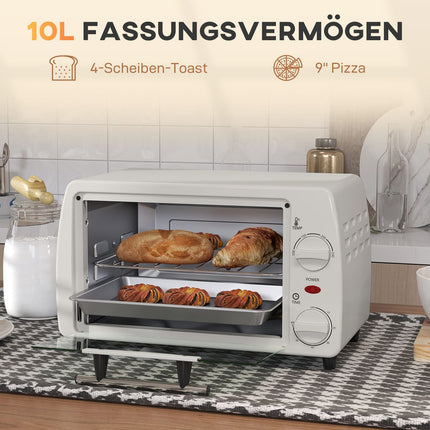 Kompaktní elektrická trouba 10L, 750W, 230°C, časovač, krémová