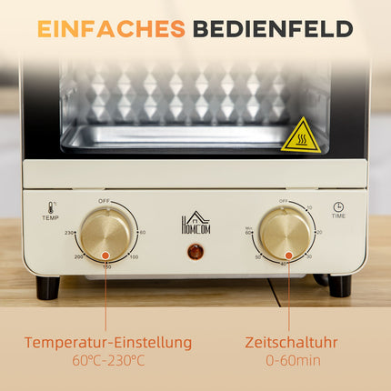 Mini oven 15L, 1000W, Timer, Cream white, Convection