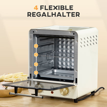 Mini oven 15L, 1000W, Timer, Cream white, Convection