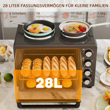 Minitrouba 28L, 2600W, 60minutový časovač, dvě topné plotýnky