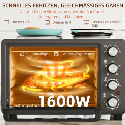 Minitrouba 28L, 2600W, 60minutový časovač, dvě topné plotýnky