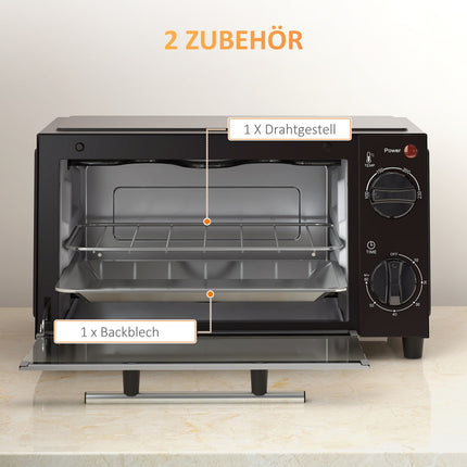 Nerezová mini trouba 9L, 750W, nastavitelný časovač