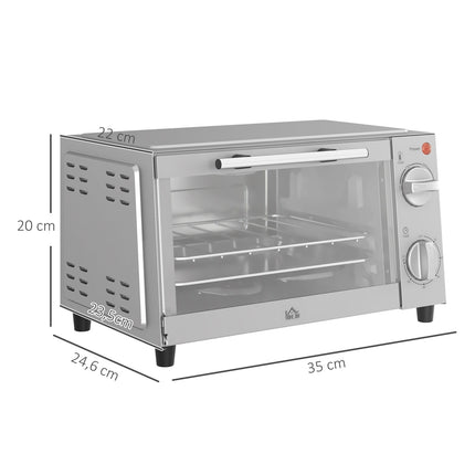 Mini oven 9L, Adjustable Temp & Timer, Stainless steel
