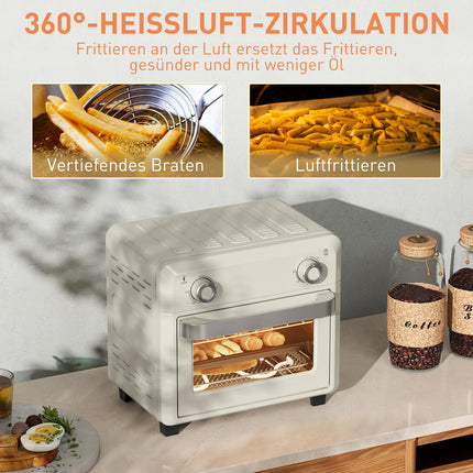 Mini Air Fryer Oven 10L, Stainless Steel, Touch Screen, 1000W