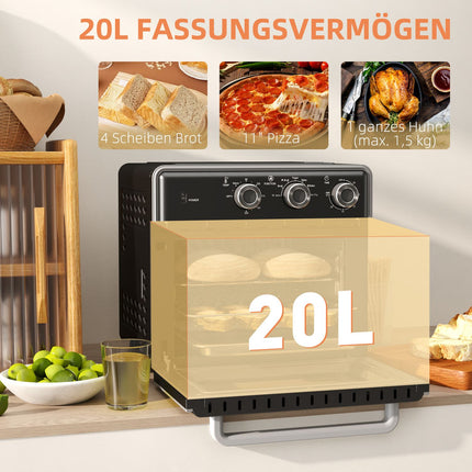 Minitrouba s horkovzdušnou fritézou, 20L, časovač, 1400W, kov