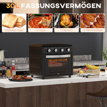 Minitrouba s horkým vzduchem, 30L – 7 režimů pečení