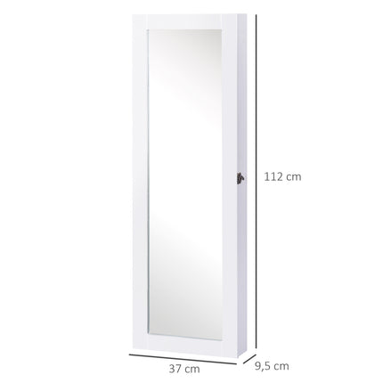 Nástěnná zrcadlová skříňka s velkým úložištěm na šperky, 37x9.5x112cm