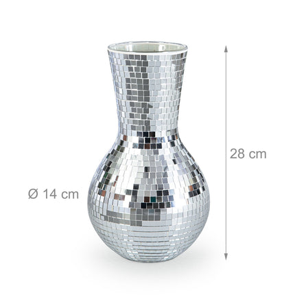 Zrcadlová mozaiková váza, 28 cm – dekorace z reflexního skla