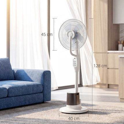 Stojanový ventilátor s mlžením, oscilace 70, nádržka 3.5L, bílý