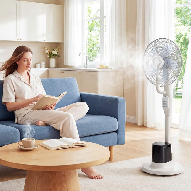 Standventilator mit Sprühfunktion, 70° Oszillation, 3,5L Tank, Weiß
