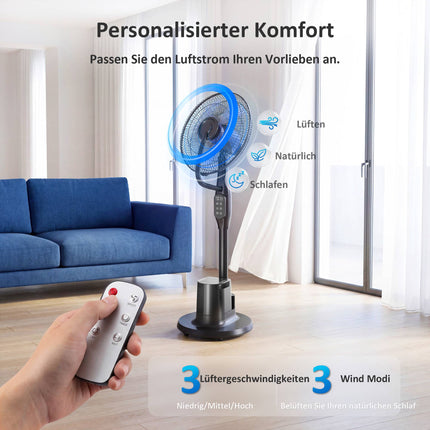 Stojanový ventilátor s mlžením, oscilace 70, 3 rychlosti, nádržka 3.5L