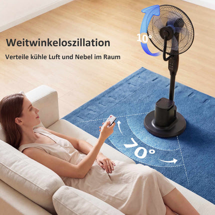 Stojanový ventilátor s mlžením, oscilace 70, 3 rychlosti, nádržka 3.5L