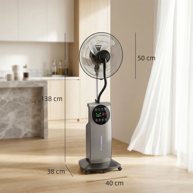 Nebel-Standventilator mit Fernbedienung, 3 Geschwindigkeiten, 3,1-Liter-Tank