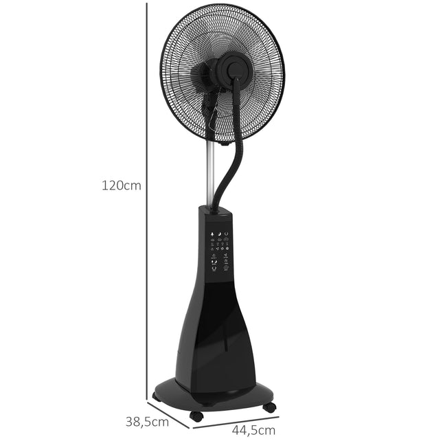 Nebel-Standventilator mit Fernbedienung, Schwarz, 3L Tank