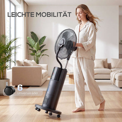 Stojanový ventilátor s mlžením a dálkovým ovládáním, nádržka 2.3L, 3 rychlosti
