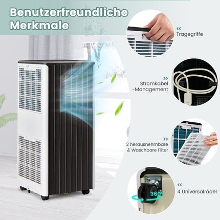 Mobilní klimatizace 4 v 1 klimatizace chlazení a ventilátor a odvlhčování a režim spánku dálkové ovládání 31 x 32 x 71.5 cm bílá