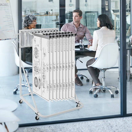 Mobile Blueprint Storage Rack – Adjustable, 12 Pivot Brackets