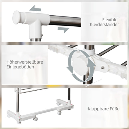 Skládací věžový sušák na prádlo s bočními křídly, 2 patra