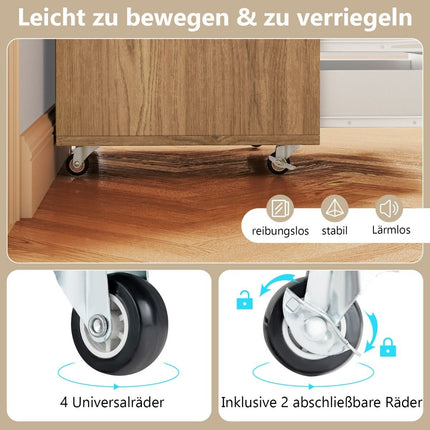 Mobile File Cabinet with 5 Drawers, 360° Wheels, 48x39.5x65.5 cm
