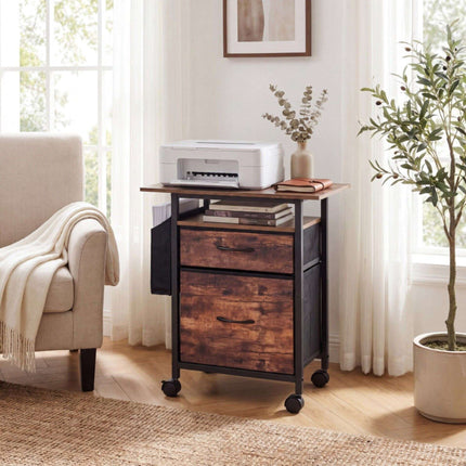 Mobile File Cabinet with Tabletop and Storage Shelf - Brown