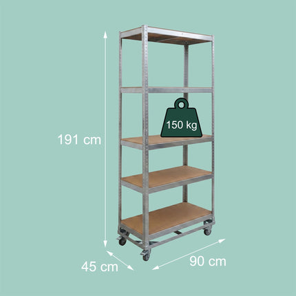 Mobile Metal Shelving Unit – Heavy-Duty Steel, Adjustable