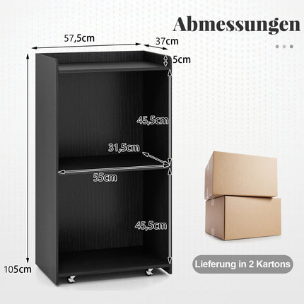 Pojízdný řečnický pult s policemi, černý, 105 cm
