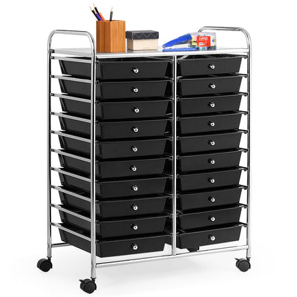 Rollcontainer mit 20 Schubladen, Schwarz