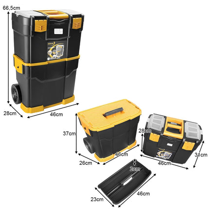 Mobilní box na nářadí s kolečky, stohovatelný design 3v1