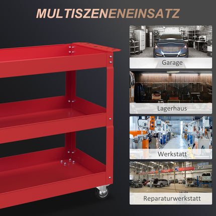 Mobilní vozík na nářadí – 3patrový ocelový, aretační kolečka