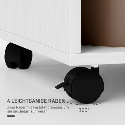Mobile wardrobe with shelf - aluminium, white