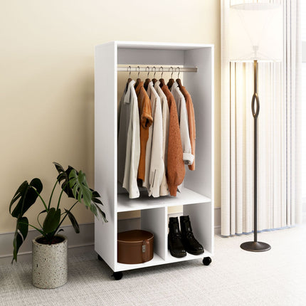 Mobile wardrobe with shelf - aluminium, white