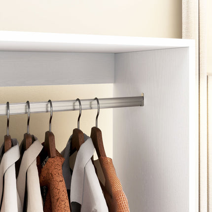 Mobile wardrobe with shelf - aluminium, white