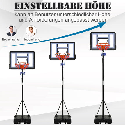 Nastavitelný basketbalový koš s ocelovým stojanem, 90-352 cm