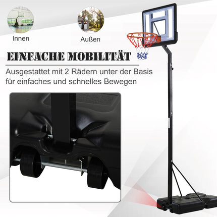 Nastavitelný basketbalový koš s ocelovým stojanem, 90-352 cm