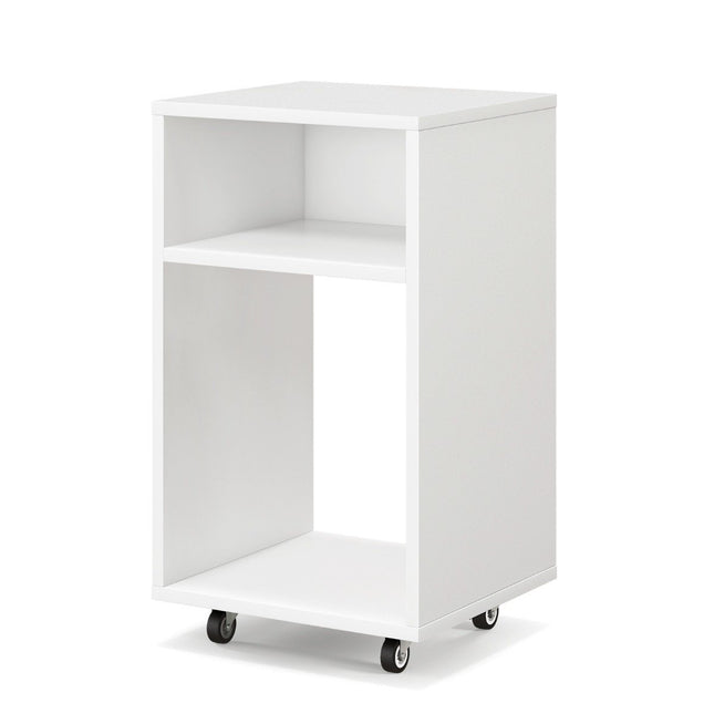 Mobiele archiefkast kantoorkast met 2 open planken 33 x 30 x 58 cm wit