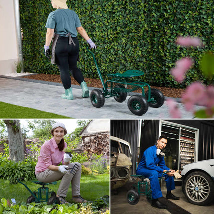 Mobile garden seat with storage