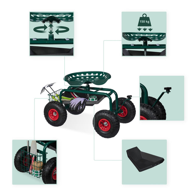 Mobile garden seat with storage