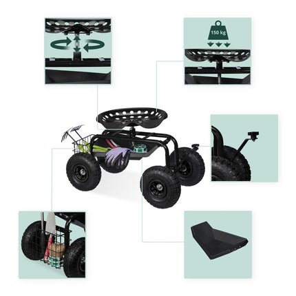 Mobile garden seat with storage
