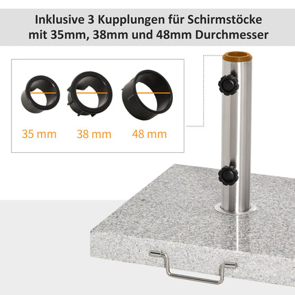 Umbrella base in marble, 28 kg stand in stainless steel