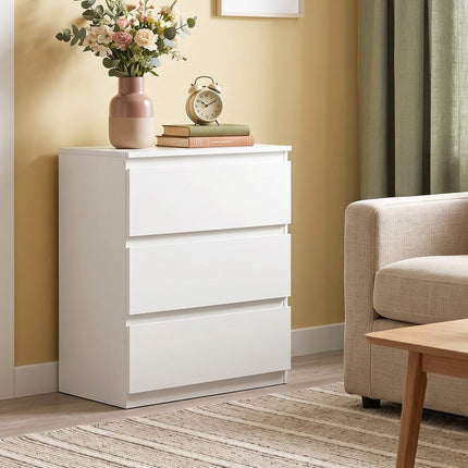 Modern 3-Drawer Dresser, White, 55 x 34 x 75 cm