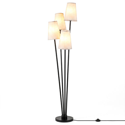 Modern 4-Light Floor Lamp with Fabric Shades & Foot Switch