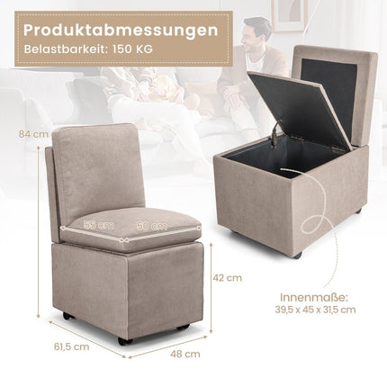 Moderní designové křeslo bez područek s brzdicími kolečky a snímatelnou zesílenou poduškou, relaxační křeslo 48 x 61.5 x 84 cm