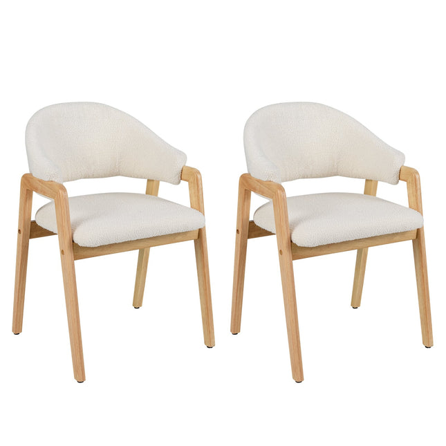 Moderne eetkamerstoelen set van 2, gewatteerde zitting, wit