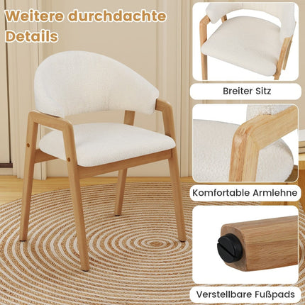 Modern Dining Chairs Set of 2, Padded Seat, White