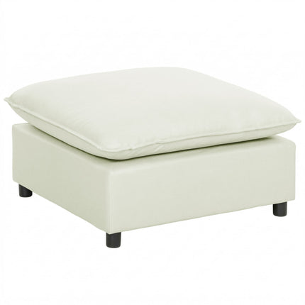 Modern Fabric Ottoman with Plastic Legs, 75 cm, Cream White