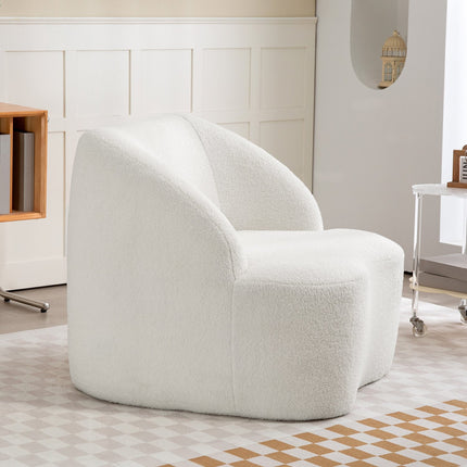 Modern Fleece Armchair – Cozy Cream White for Home